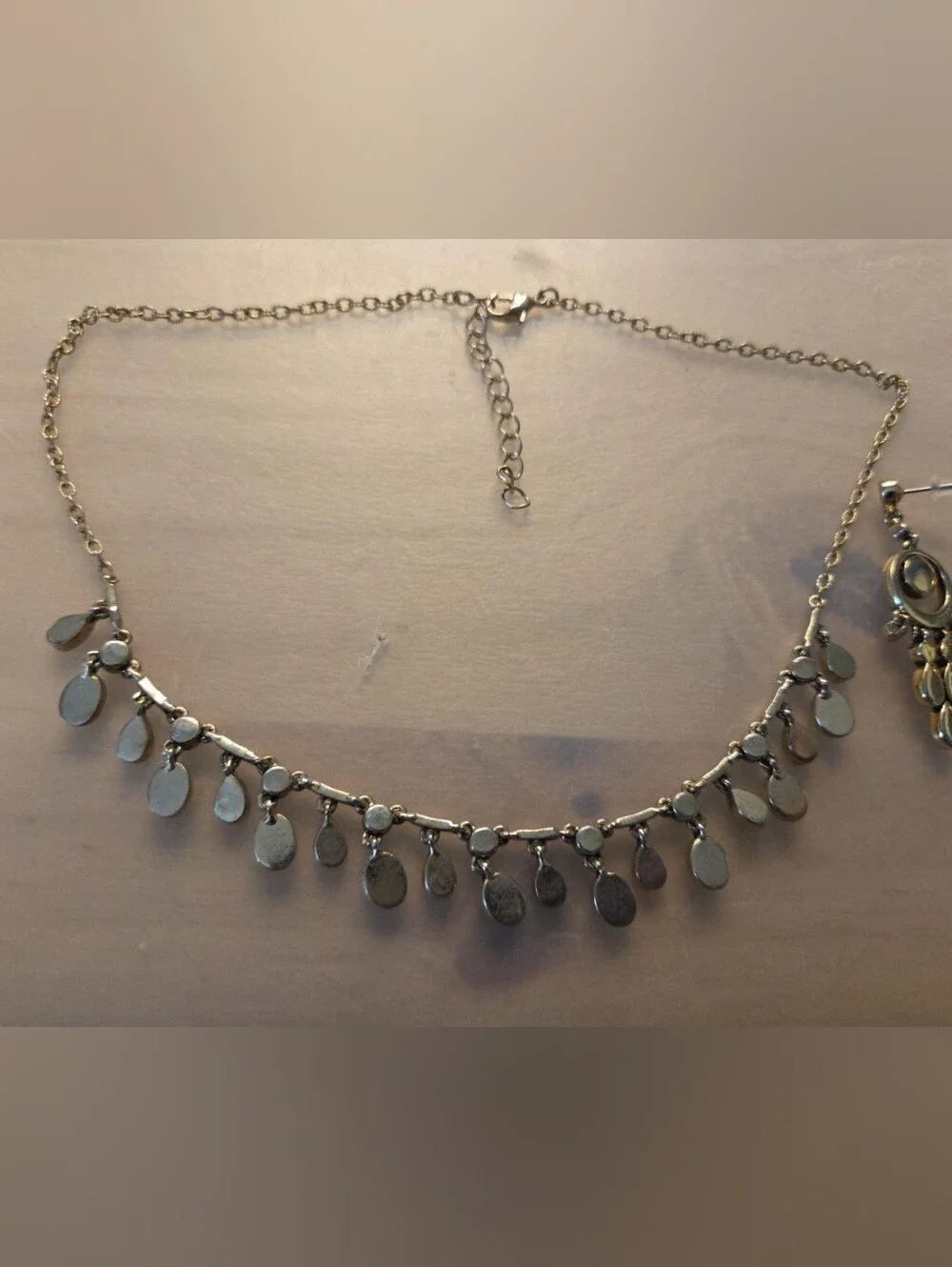 Y2K Pink Cabochon Rhinestone Chandelier Necklace Earrings Set